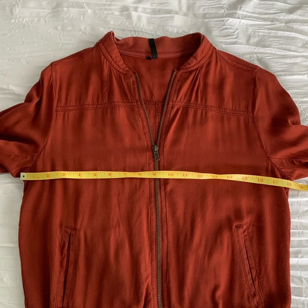 MAURICES Women’s Full Zip Bomber Jacket Rust Orange Thin Lightweight Elastic‎ XS